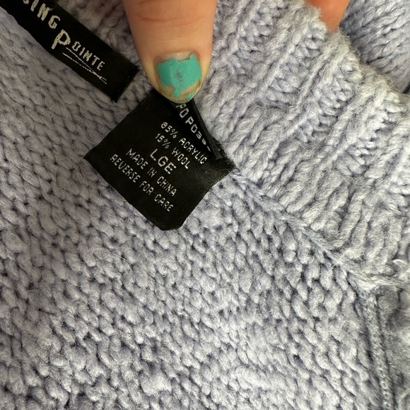 Crossing Pointe Lavender Sweater Cardigan Wool Blend Sweater Belted Size Large - Picture 8 of 14